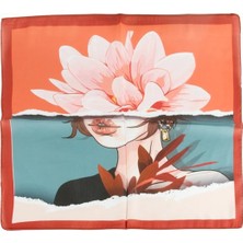 Renklime Çiçek Desenli Zr Şifon Fular 50*50 cm