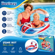 Bestway Tekne Şekilli Şişme Çocuk Botu – 3-6 Yaş | 99X66 cm | Emniyetli Tutma Halkalı
