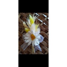 Handmade Sarı Damat Yaka Çiçeği Tasarım Çiçeklerle Süslenmiş Sağdıç Çiçeği