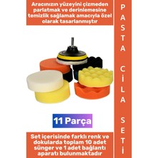 Wintoup #otobakım Matkap Uyumlu Oto Bakım Yüzey Düzleştirme Parlatma Çizik Oksit Hare Giderici Araba Derinlemesine Temizlik Otomobil Pasta Cila Polisaj Sünger Seti 11 Parça