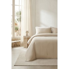 Ocean Home Textile Nakışlı Bej Çift Kişilik Yatak Örtüsü Seti 1 Adet 250 x 230 / 2 Adet 50 x 70 cm