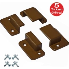 Kahve Pimapen Pencere Sineklik Montaj Aparatı Köşe Kenar Bağlama Pabucu 5 Takım SET(10X20 Profillere Uygun)