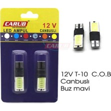 Universal Dipsiz  Ampul 12V T-10  C.o.b   Canbus Buz Mavi