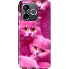 Adasena Honor 600 Lite (Lna-Nx1) Kılıf Desenli Baskılı Tpu Rubber Kapak Pembe Kediler
