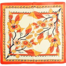 Renklime Yaprak Çiçek Desenli Zr Şifon Fular 50*50 cm