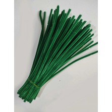 hyc heryerçiçeklenir 25 Adet Zümrüt Yeşili Şönil, Çiçek Yapımına Uygun Tüylü Tel, 30 cm 6 mm