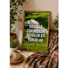 Defka Motivasyon Sözlü Modern Duvar Tablosu Çerçeveli