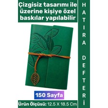 Wintoup #defter Okul Ofis Günlük Not Ajanda Hatıra Anı Tutma Eş Sevgili Anneler Babalar Öğretmenler Günü Çok Şık Dekoratif Hediyelik Yaprak Tasarımlı Çizgisiz Yeşil Deri Defter