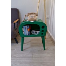 HunCar Ahşap El Yapımı Retro Televizyon Köşe Sehpası Mint Green