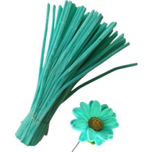 hyc heryerçiçeklenir 50 Adet Mint Yeşili Şönil, Çiçek Yapımına Uygun Tüylü Tel, 30 cm 6mm