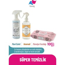 Livory Clean & Shine Serisi Mavi Esinti Yüzey Temizlik Misti 500 ml | Clean & Fresh Serisi Hanımeli Oda Kokusu 500 ml | Clean & Cool Serisi Yüzey Temizlik Havlusu Manolya FERAHLIĞI1X100(100 Yaprak )