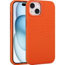 Sionel iPhone 15 Kılıf M-Safe Şarj Özellikli Kumaş Tasarımlı Snel Miami Sert Pc Kapak - Turuncu