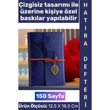 Wintoup #defter Okul Ofis Günlük Not Ajanda Hatıra Anı Tutma Eş Sevgili Anneler Babalar Öğretmenler Günü Çok Şık Dekoratif Hediyelik Yaprak Tasarımlı Çizgisiz Lacivert Deri Defter