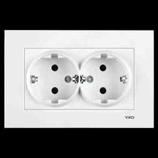Viko Beyaz 2li Sıva Altı Elektrik Prizi Çerçeveli Modern Tasarım Özellikleriyle  4lü Set