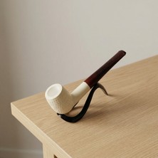 Goldenlight Meerschaum El Oyması Lületaşı Pipo – 9mm Filtre Uyumlu Nokta Desenli Blok Meerschaum Klasik Model