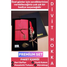 Wintoup #hediye Nostaljik Hediye Babalar Anneler Öğretmenler Günü Sevgili Eş Nişanlı Arkadaş Günlük Hatıra Okul Yıl Sonu Vintage Deri Defterli Mürekkep Hediyeli Tüylü Divit Hokka Şık Kutulu Özel Premium Set