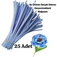 hyc heryerçiçeklenir 25 Adet Açık Mavi Şönil ,çiçek Yapımına Uygun Tüylü Tel, 30 cm 6 mm