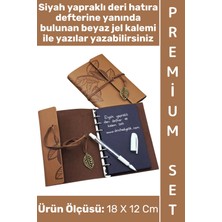 Wintoup #defter Okul Ders Ofis Günlük Not Ajanda Hatıra Anı Tutma Eş Sevgili Anneler Babalar Öğretmenler Günü Dekoratif Çok Şık Hediyelik Siyah Yapraklı Beyaz Jel Yazı Kalemli Deri Defter Premium Set