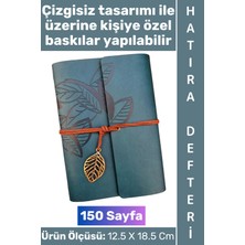Wintoup #defter Okul Ofis Günlük Not Ajanda Hatıra Anı Tutma Eş Sevgili Anneler Babalar Öğretmenler Günü Çok Şık Dekoratif Hediyelik Yaprak Tasarımlı Çizgisiz Mavi Deri Defter