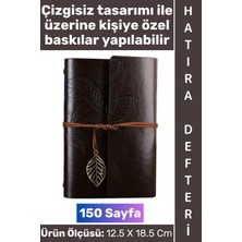 Wintoup #defter Okul Ofis Günlük Not Ajanda Hatıra Anı Tutma Eş Sevgili Anneler Babalar Öğretmenler Günü Çok Şık Dekoratif Hediyelik Yaprak Tasarımlı Çizgisiz Koyu Kahverengi Deri Defter
