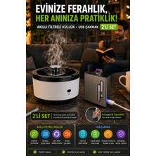 Open City 2’li Set Akıllı Filtreli Küllük & USB Çakmaklı Sigara Tabakası Şarjlı Metal Tasarım Siyah