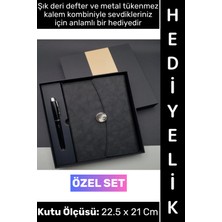 Wintoup #defter Dekoratif Okul Ofis Günlük Not Ajanda Hatıra Anı Tutma Eş Sevgili Anneler Babalar Öğretmenler Günü Çok Şık Mıknatıslı Kutu Hediyelik Çantalı Siyah Deri Defter Tükenmez Kalem Premium Set