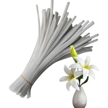 hyc heryerçiçeklenir 25 Adet Beyaz Şönil ,çiçek Yapımına Uygun Tüylü Tel, 30 cm 6 mm