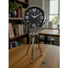 Mabelme Store Krom Asil Üç Ayaklı Metal Masa Saati