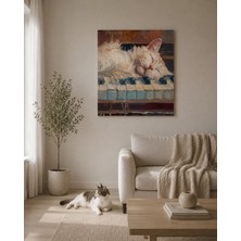 Othello Art Uyuyan Kedi Piyano Temalı Kanvas Tablo – Sanatsal Dekoratif Ev ve Salon Duvar Tablosu
