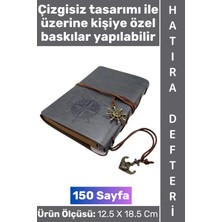 Wintoup #defter Okul Ofis Günlük Not Ajanda Hatıra Anı Tutma Eş Sevgili Anneler Babalar Öğretmenler Günü Çok Şık Dekoratif Hediyelik Pusula Detaylı Çizgisiz Gri Deri Defter