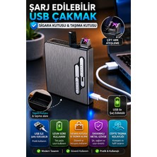 Open City Şarj Edilebilir USB Çakmak Sigara Taşıma Kutusu Metal Gövde Arc Ateşleme 20’li