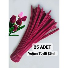hyc heryerçiçeklenir 50 Adet Mercan Kırmızısı Şönil, Çiçek Yapımına Uygun Tüylü Tel, 30 cm 6 mm