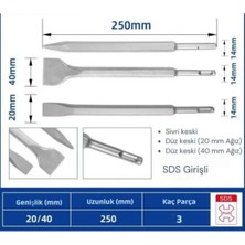 Mucit Home 3 Parça Beton Tuğla Duvar Kırma Delme Hilti Uç 25 cm Keski Murç Seti