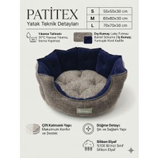 Patitex Premium Fitilli Kadife Oval Kedi Köpek Yatağı - Ortopedik Elyaf Dolgulu Pofuduk Evcil Hayvan Yatağı