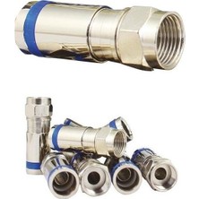 Powermaster Sıkmalı F Konnektör Mavi Çizgili - 100ADET