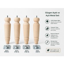 TURKISHRUG KINGDOM 4'lü Doğal Gürgen Ahşap Torna Ayak 18 Cm- 30 cm Gürgen Koltuk Ayağı Baza Ayağı Tv Ünitesi Ayağı Mobilya Ayağı Koltuk Ayağı