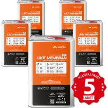 Alkoru 5 Adet 15 kg Zer Sıvı Zift Likit Membran Kauçuk ve Elyaf Katkılı Sıvı Su Yalıtım Malzemesi Avantaj Paket