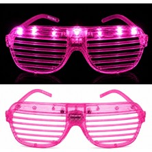 Mabelme Store Mey Ithalat® LED Işıklı Panjur Parti Gözlüğü Pembe Renk Shutter Gözlük