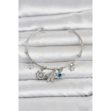 Mabelme Store Mey Ithalat® Gümüş Renk Pirinç Deniz Tema Charmlı Kadın Bileklik
