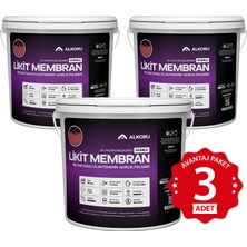 Alkoru 3 Adet 13 kg Kırmızı Kumlu Likit Membran Renkli Reçine Esaslı Sıvı Su Yalıtım Malzemesi Avantaj Paket