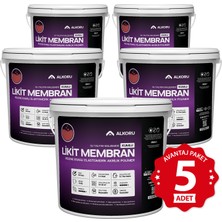 Alkoru 5 Adet 13 kg Kırmızı Kumlu Likit Membran Renkli Reçine Esaslı Sıvı Su Yalıtım Malzemesi Avantaj Paket
