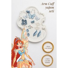 Armcuff Yapım Seti Flora Serisi Inci Detaylı Arm Cuff 30 Adet Boncuk 2 mm ve 0.30 mm Gold Tel Kol Bileziği