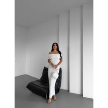 Aura Fashion Kadın Madonna Yaka Desenli Triko Elbise