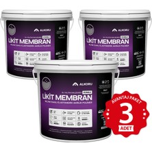 Alkoru 3 Adet 13 kg Gri Kumlu Likit Membran Renkli Reçine Esaslı Sıvı Su Yalıtım Malzemesi Avantaj Paket