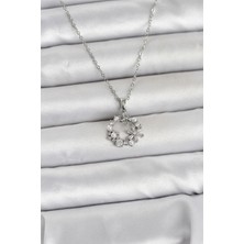 Mabelme Store Mey Ithalat® 316L Çelik Zincir Gümüş Renk Incili Çiçek Model Kadın Koyle