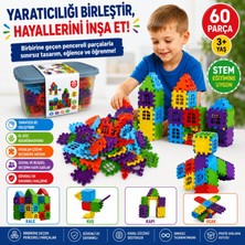 Oyuncak Fabrikası 60 Parça Puzzle 3D Geçmeli Yapı Blokları Stem Tasarım Blokları Ofb-Blk-02