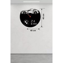 Mabelme Store Mey Ithalat® Bmw Z4 E86 Tasarım Ahşap Duvar Saati - 40X40 cm Lazer Kesim Dekoratif