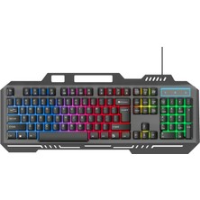 T-Wolf T16 Rgb Kablolu Gaming Klavye Metal Panel LED Aydınlatmalı 104 Tuşlu Oyuncu Klavyesi