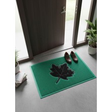 Başak Ev Tekstili Siyah Yeşil Çınar Yaprağı Desenli 40X60 cm Kıvırcık Dış Kapı Önü Paspası