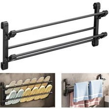 Sunup SN-30748 Siyah Duvara Monte 65 cm Çok Amaçlı Pratik Terlik Ayakkabı ve Havlu Düzenleyici